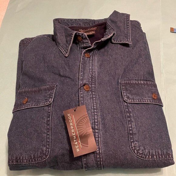 Weatherproof Other - Men’s Weatherproof Denim Shirt Fleece Interior XXL NWT pockets